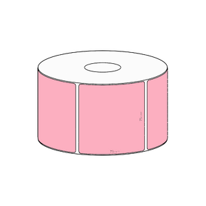 75x73mm Pink Direct Thermal Permanent Label, 650 per roll, 38mm core
