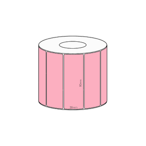 80x28mm Pink Direct Thermal Permanent Label, 1600 per roll, 38mm core