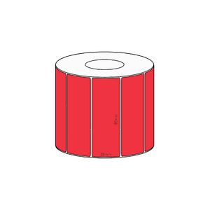 80x28mm Red Direct Thermal Permanent Label, 1600 per roll, 38mm core