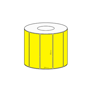 80x28mm Yellow Direct Thermal Permanent Label, 1600 per roll, 38mm core