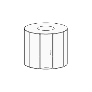 80x28mm Transfer Permanent Label, 1600 per roll, 38mm core
