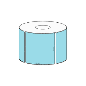 80x80mm Blue Direct Thermal Permanent Label, 600 per roll, 38mm core