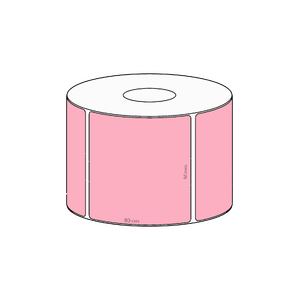 80x80mm Pink Direct Thermal Permanent Label, 600 per roll, 38mm core