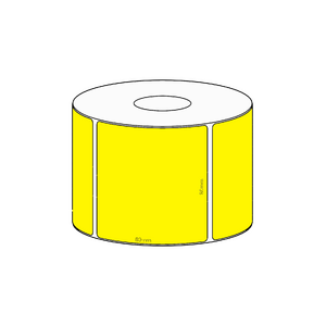 80x80mm Yellow Direct Thermal Permanent Label, 600 per roll, 38mm core