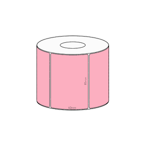 85x60mm Pink Direct Thermal Permanent Label, 800 per roll, 38mm core