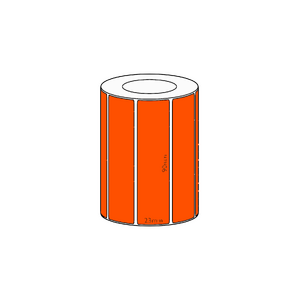 90x23mm Orange Direct Thermal Permanent Label, 1900 per roll, 38mm core