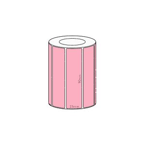 90x23mm Pink Direct Thermal Permanent Label, 1900 per roll, 38mm core