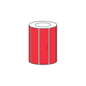 90x23mm Red Direct Thermal Permanent Label, 1900 per roll, 38mm core