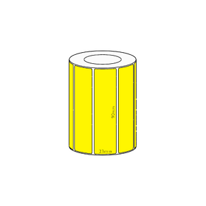 90x23mm Yellow Direct Thermal Permanent Label, 1900 per roll, 38mm core
