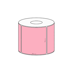 90x90mm Pink Direct Thermal Permanent Label, 550 per roll, 38mm core