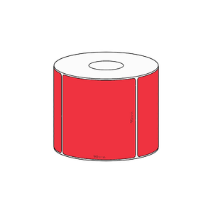90x90mm Red Direct Thermal Permanent Label, 550 per roll, 38mm core