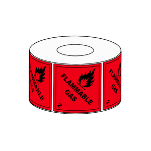 100x100mm Flammable Gas Class 2 Label, 500 labels per roll