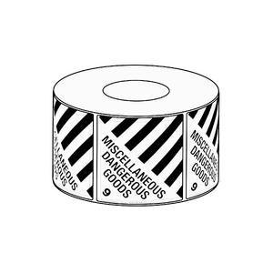 100x100mm Miscellaneous Dangerous Goods 9 Label, 500 per roll