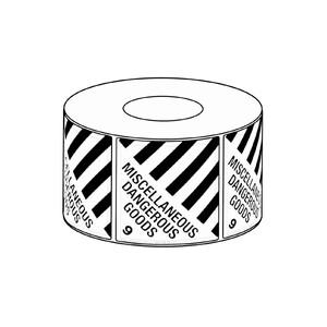 50x50mm Miscellaneous Dangerous Goods 9 Label, 1000 per roll