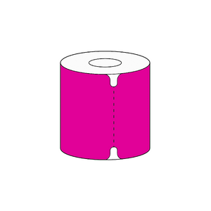 80x85mm Notched Pink Crate Tag for Coles, 1700 per roll, 76mm core