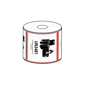 111x126mm Lithium Battery Mark UN3481 Label, 500 per roll