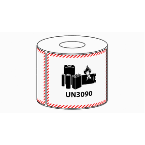 82x111mm Lithium Battery Mark UN3090 Label, 500 per roll (No Additional Information)