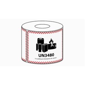 82x111mm Lithium Battery Mark UN3480 Label, 500 per roll (No Additional Information)