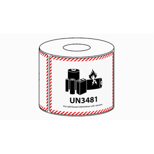 82x111mm Lithium Battery Mark UN3481 Label, 500 per roll