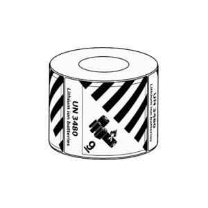 100x127mm Lithium Battery Mark UN3480 Label, 500 per roll