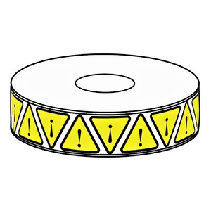 27mm Warning Triangle Label, 500 per roll