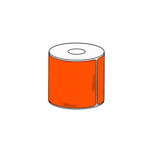 100x150mm Orange Direct Thermal Permanent Label, 350 per roll, 38mm core, Perforated