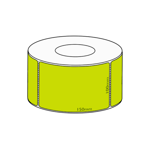 100x150mm Green Direct Thermal Permanent Label, 1000 per roll, 76mm core, Perforated