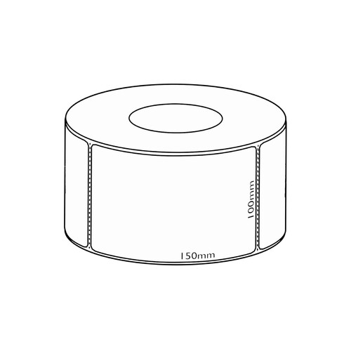 100x150mm Direct Thermal Permanent Label, 1000 per roll, 76mm core, Perforated