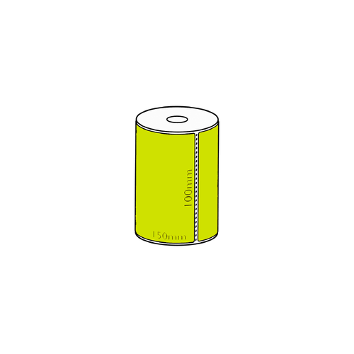 100x150mm Green Direct Thermal Permanent Label, 95 per roll, 19mm core, Perforated