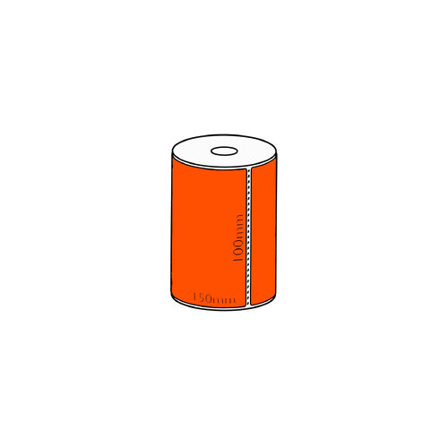 100x150mm Orange Direct Thermal Permanent Label, 95 per roll, 19mm core, Perforated