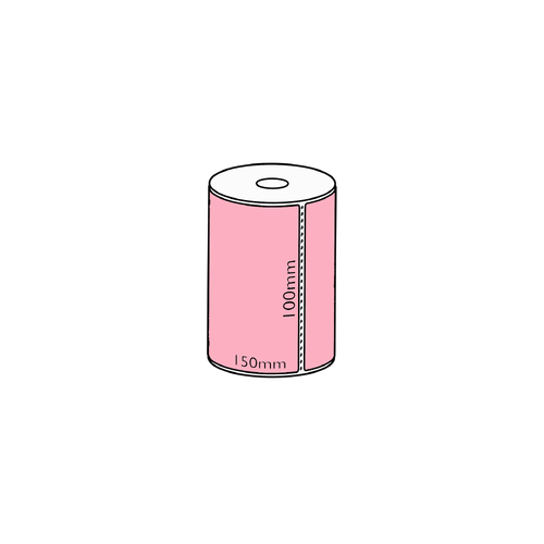 100x150mm Pink Direct Thermal Permanent Label, 95 per roll, 19mm core, Perforated
