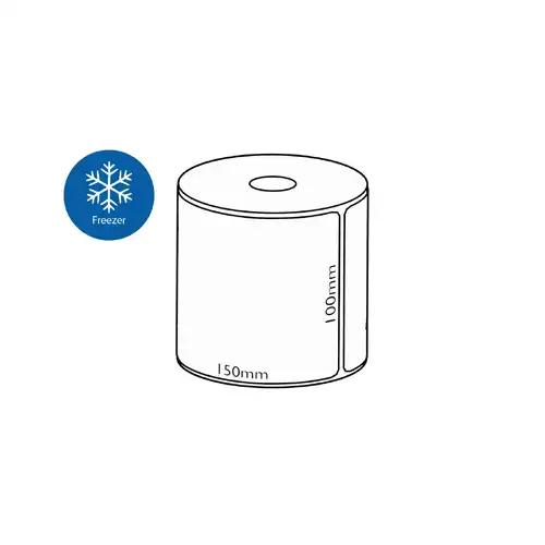 100x150mm Direct Thermal Freezer Permanent Label, 430 per roll, 25mm core, Perforated