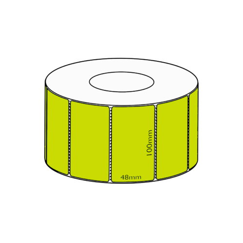 100x48mm Green Direct Thermal Label, 3000 per roll, 76mm core, Perforated