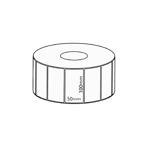 100x50mm Direct Thermal Permanent Label, 1000 per roll, 38mm core, Perforated