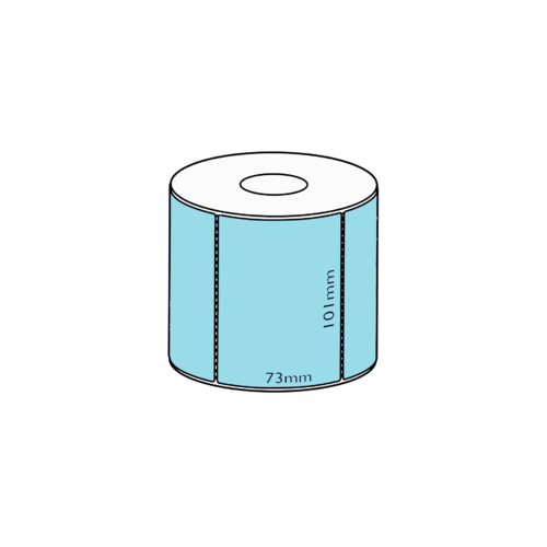 101x73mm Blue Direct Thermal Permanent Label, 750 per roll, 38mm core, Perforated