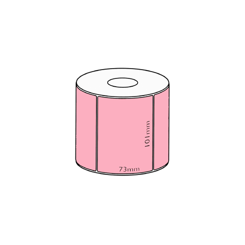 101x73mm Pink Direct Thermal Permanent Label, 750 per roll, 38mm core, Perforated