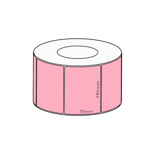 101 x 73mm Pink Direct Thermal Permanent Label, 1000 per roll, 76mm core