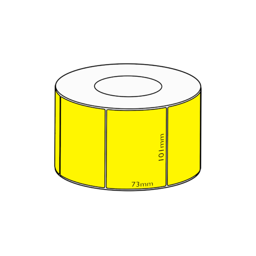 101 x 73mm Yellow Direct Thermal Permanent Label, 1000 per roll, 76mm core