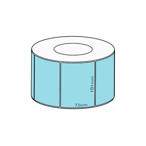 101x73mm Blue Direct Thermal Permanent Label, 1500 per roll, 76mm core