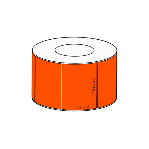 101x73mm Orange Direct Thermal Permanent Label, 1500 per roll, 76mm core