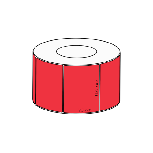 101x73mm Red Direct Thermal Permanent Label, 1500 per roll, 76mm core