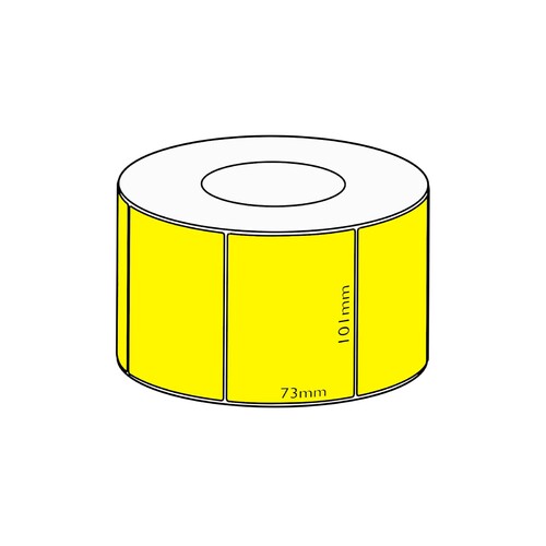 101x73mm Yellow Direct Thermal Permanent Label, 1500 per roll, 76mm core