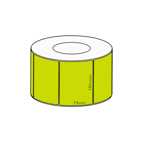 101x73mm Green Direct Thermal Permanent Label, 1500 per roll, 76mm core, Perforated