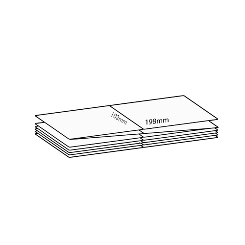 102x198mm Direct Thermal Permanent Label, 1250 per stack, Fanfolded