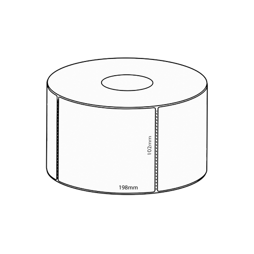 102x198mm Transfer Removable Label, 750 per roll, 76mm core, Perforated
