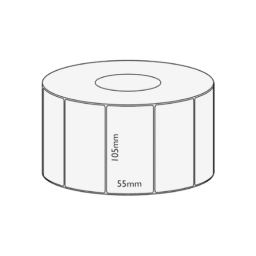 105x55mm Direct Thermal Permanent Label, 3000 per roll, 76mm core