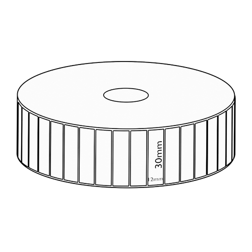 30x12mm Direct Thermal Permanent Label, 2000 per roll, 25mm core