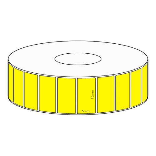 30x15mm Yellow Direct Thermal Permanent Label, 2800 per roll, 38mm core