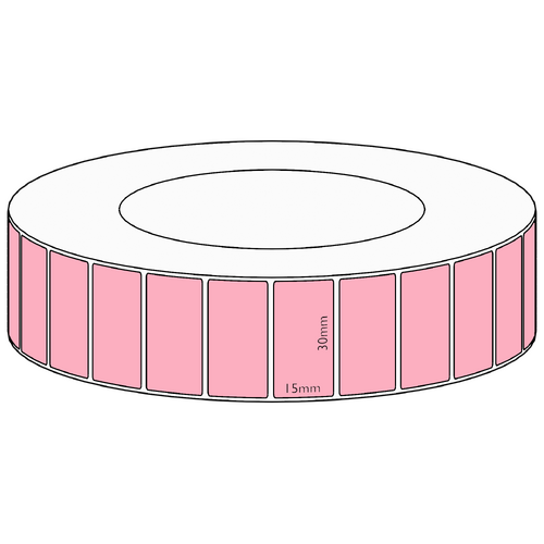 30x15mm Pink Direct Thermal Permanent Label, 8350 per roll, 76mm core