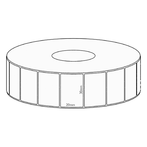 30x20mm Direct Thermal Permanent Label, 6500 per roll, 76mm core